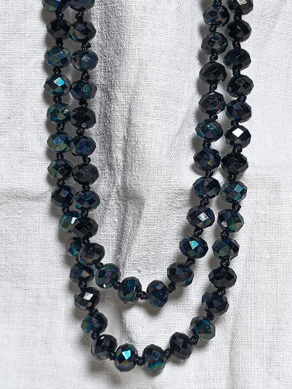 Long Beaded Necklace Black 22" NEW